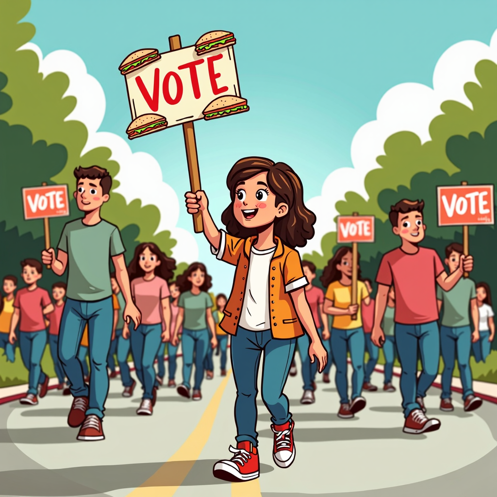 Girl with a Sign That Says VOTE