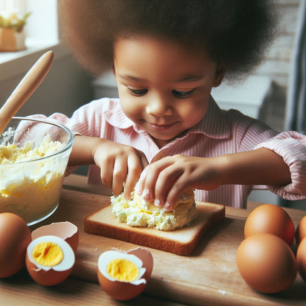 Child Making an Egg Salad Sandwich