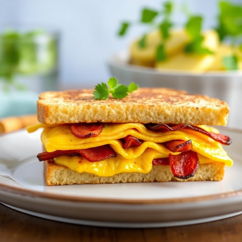 Omelette and Bacon Sandwich Omelette and Bacon Sandwich
