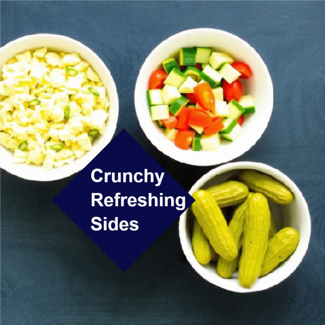 Coleslaw Pickles Cucumbers and Tomatoes