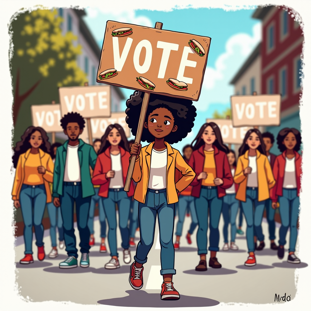 Girl with a Sign That Says Vote