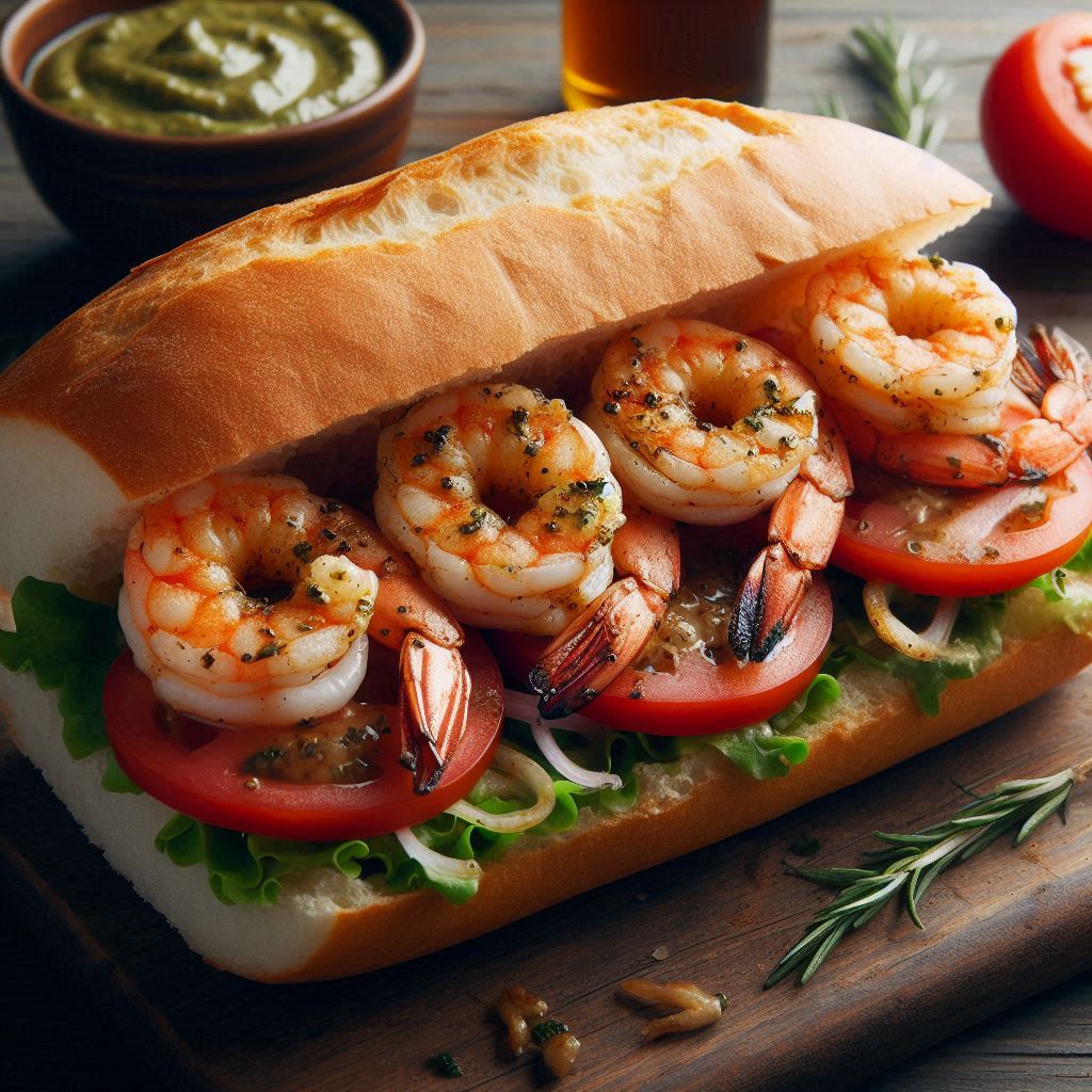 Grilled Shrimp Po' Boy Sandwich