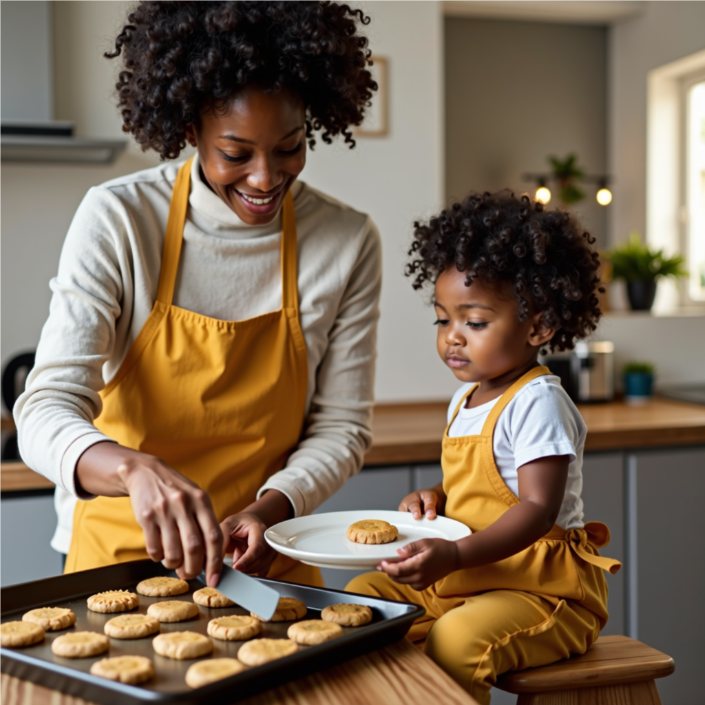 Mother and Child Baking Cookies