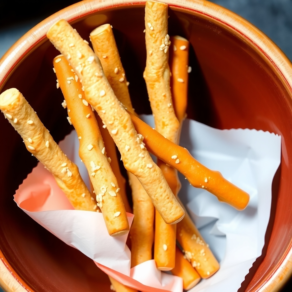Sesame Seed Breadsticks and Pretzel Sticks