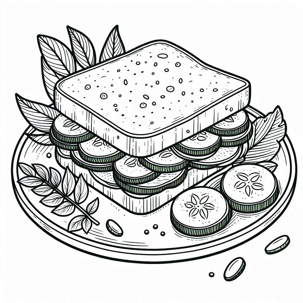 Coloring Book Cucumber Sandwich