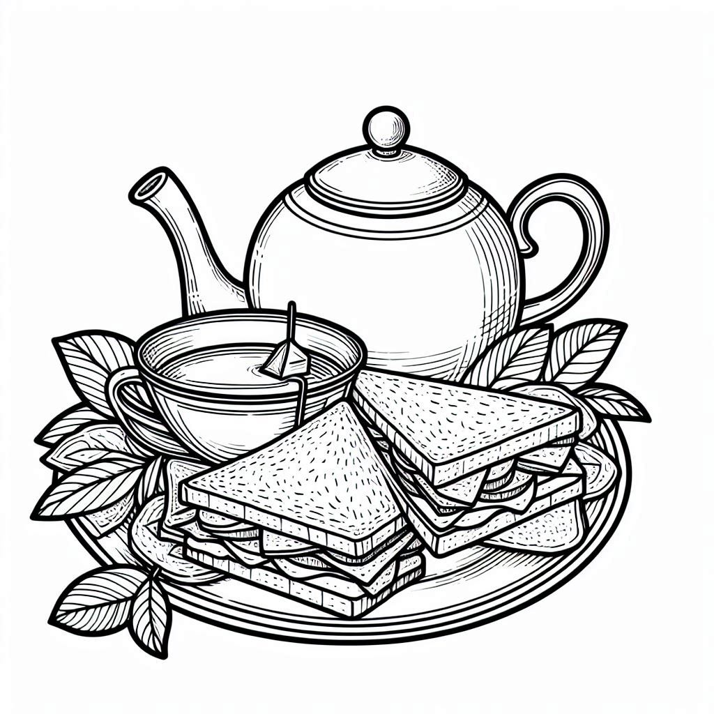 Coloring Book Tea Sandwich