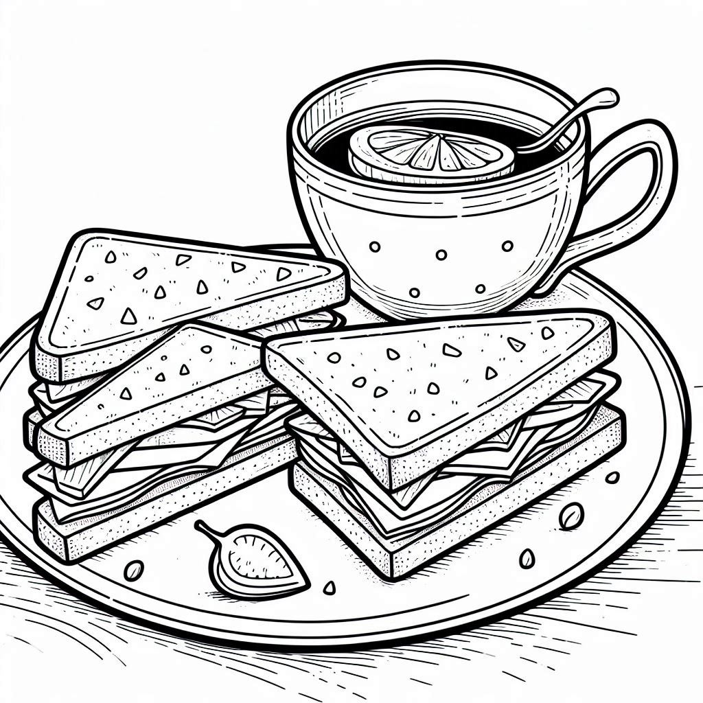 Coloring Book Tea Sandwich